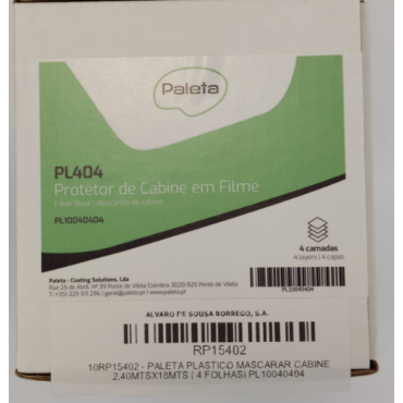 PALETA PLASTICO MASCARAR CABINE 2,40MTSX18MTS ( 4 FOLHAS)