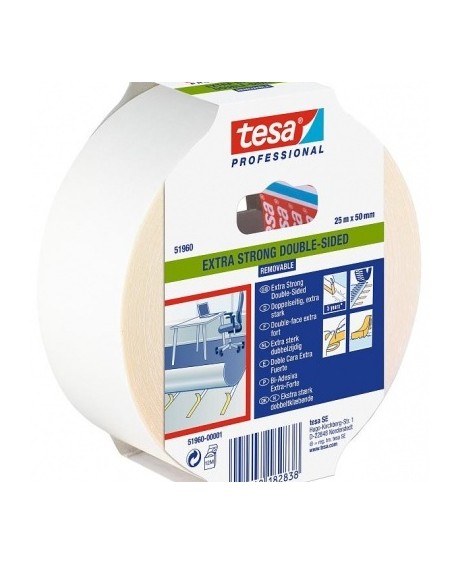 TESA® 51960 Fita bi-adesiva extra-forte para fixação de alcatifas - removível